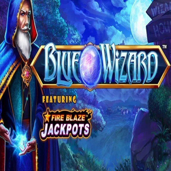Blue Wizard Fire Blaze Jackpots logo – Slots by Rarestone Gaming at SkyHills Casino